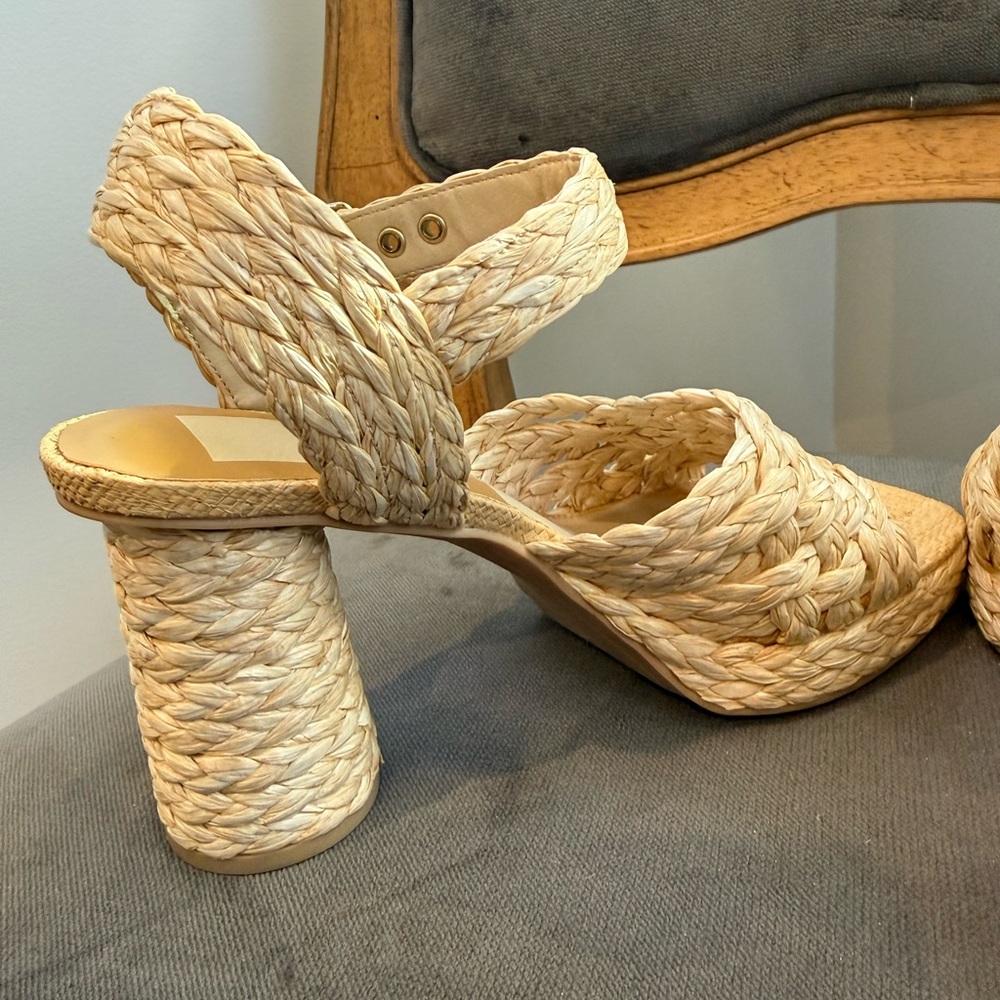 Dolce Vita Asher Braided Platform Heels - Lt Natural Raffia - Picture 8 of 8